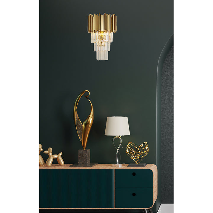 Hairline Wall Sconce with Clear Hanging Crystals by Bethel - view 18