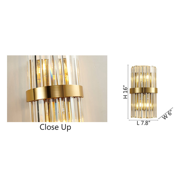 Gold Metal Band Frame Wall Sconce with Clear Crystals by Bethel - view 9