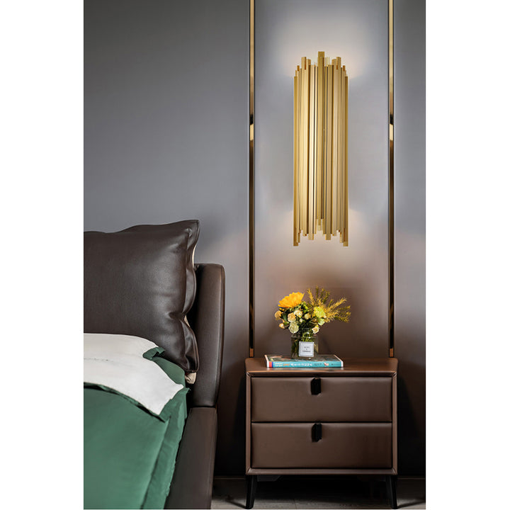 Brushed Gold Hairline Wall Sconce with Up/down Lighting by Bethel - view 7