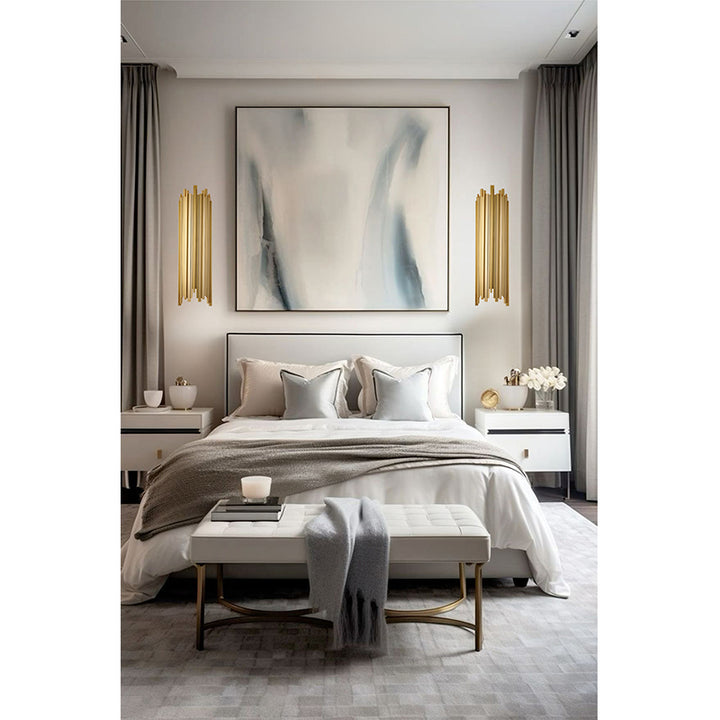 Brushed Gold Hairline Wall Sconce with Up/down Lighting by Bethel - view 8