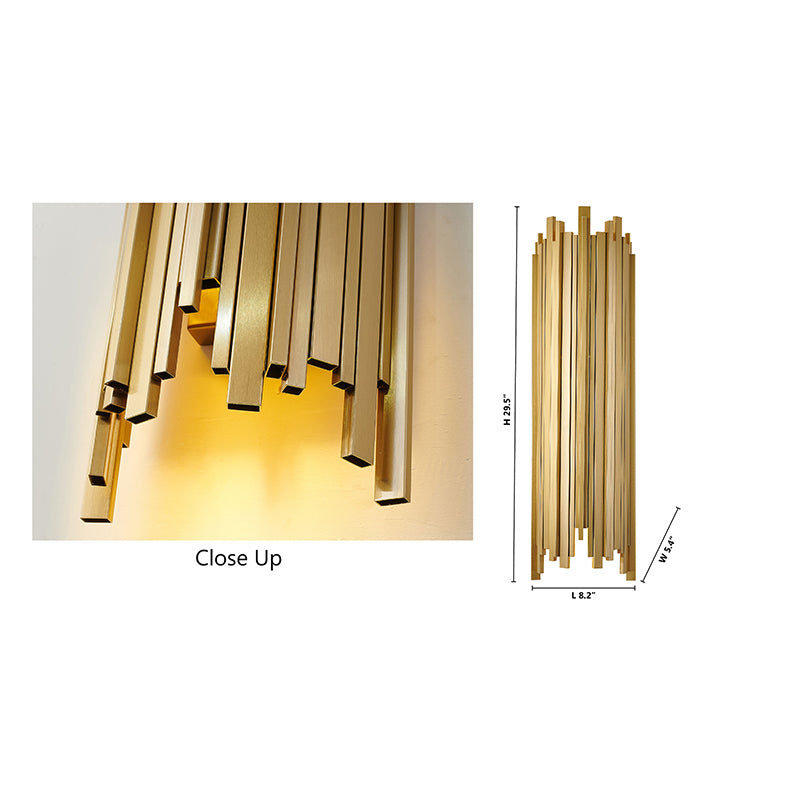 Brushed Gold Hairline Wall Sconce with Up/down Lighting by Bethel - view 9
