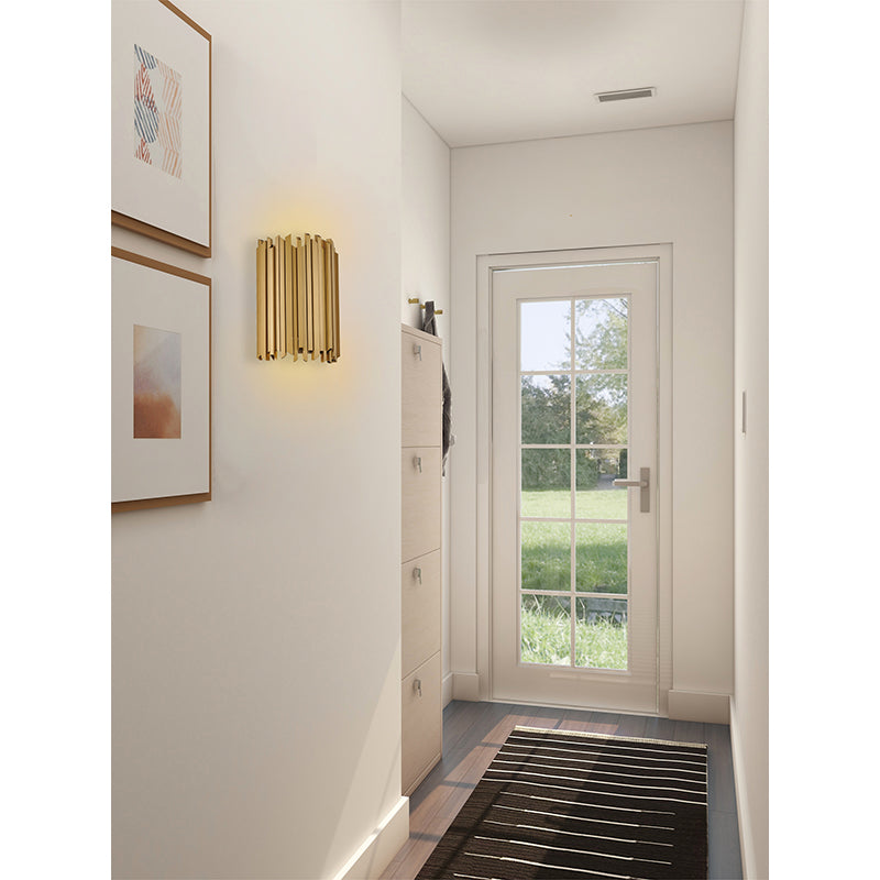 Satin Brass Stainless Steel Frame Wall Sconce by Bethel - view 7
