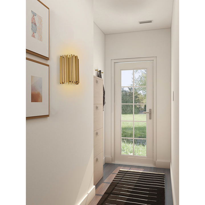 Satin Brass Stainless Steel Frame Wall Sconce by Bethel - view 7