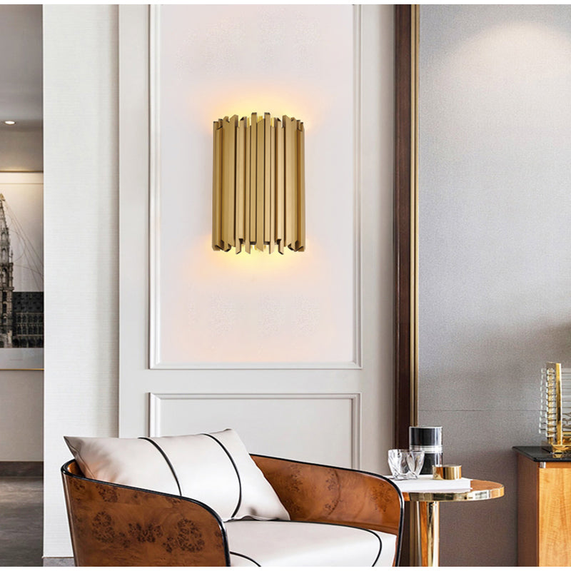 Satin Brass Stainless Steel Frame Wall Sconce by Bethel - view 9