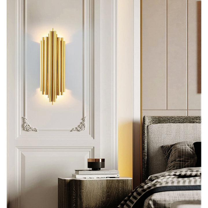 Gold Stainless Steel Wall Sconce by Bethel - view 6