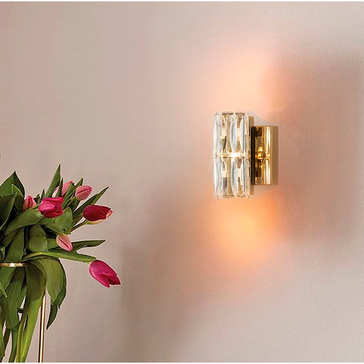 Clear Crystal Cylinder Wall Sconce with Hardware by Bethel - view 19