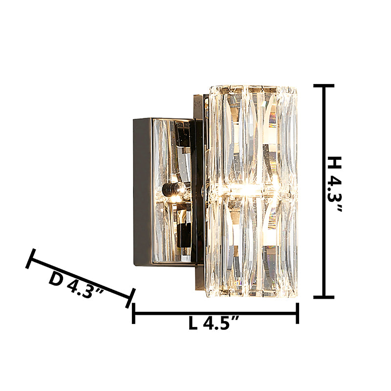Clear Crystal Cylinder Wall Sconce with Hardware by Bethel - view 6