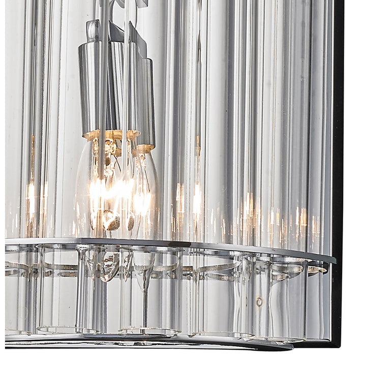 Chrome Metal Frame Wall Sconce with Clear Glass Tubes Size: L9&