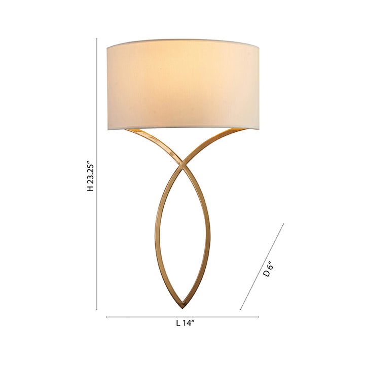 Antique Brass Frame Wall Sconce with Off White Fabric Shade by Bethel - view 4