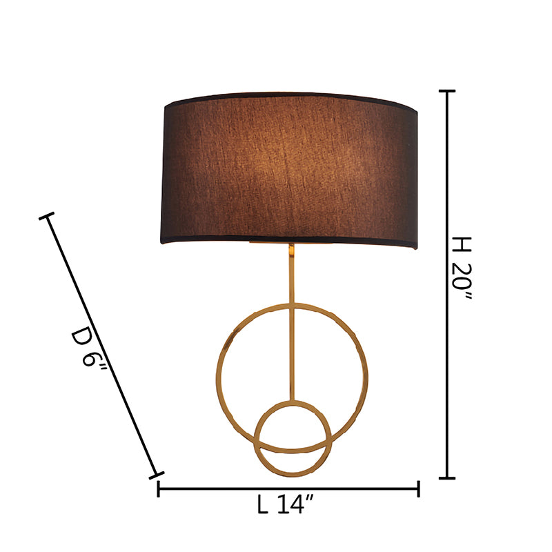 Fabric Black Shade Wall Sconce with Satin Brass Frame by Bethel - view 6