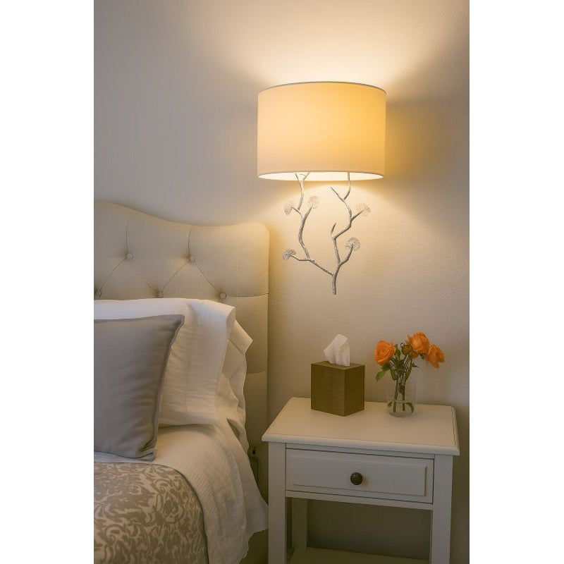 Branch Wall Sconce with Off Fabric Shade &amp; Clear Glass