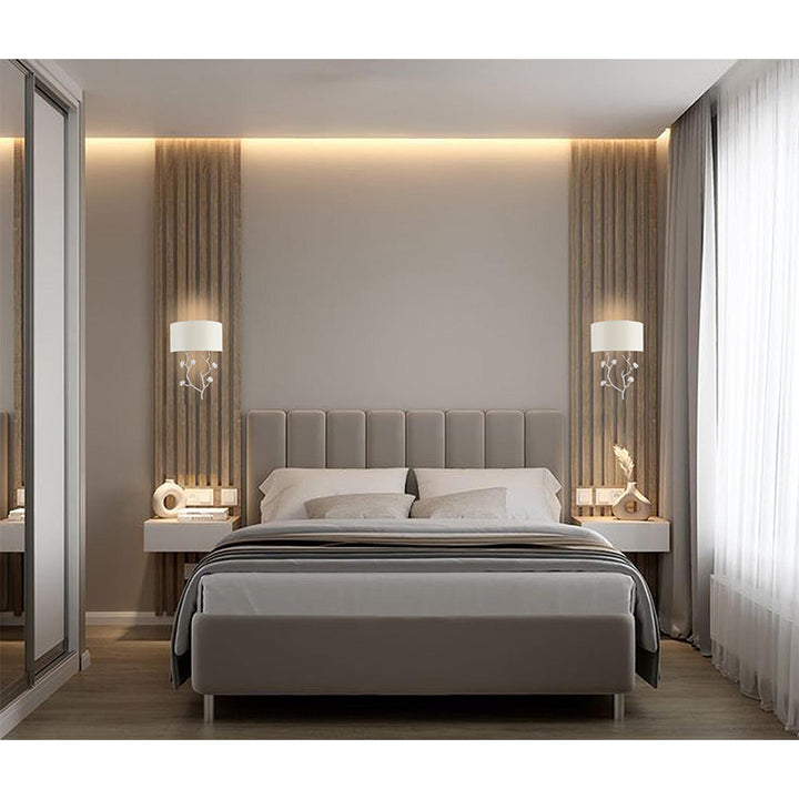 Branch Wall Sconce with Off Fabric Shade &amp; Clear Glass