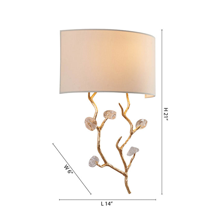 Branch Wall Sconce with Off Fabric Shade &amp; Clear Glass