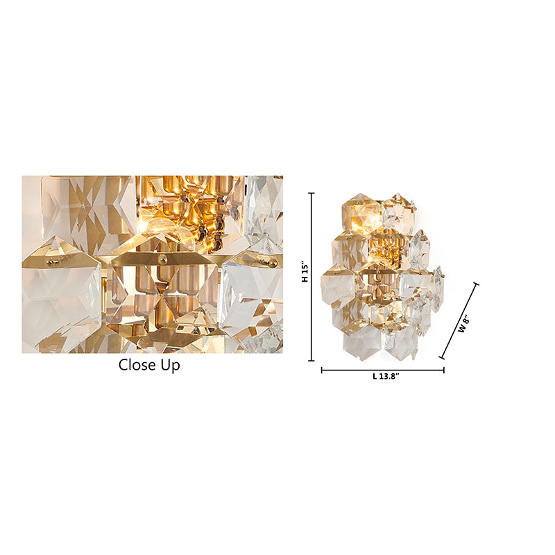 Seven Tier Stainless Steel Frame Wall Sconce with Clear Hanging Crystals by Bethel - view 37