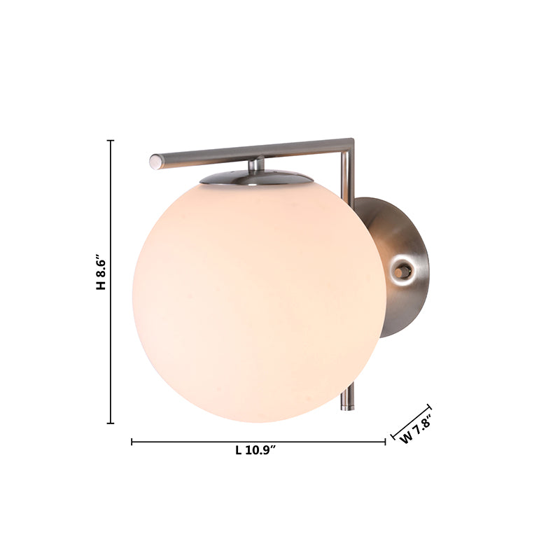 Satin Nickel Frame Wall Sconce with Milk White Glass Shade by Bethel - view 5