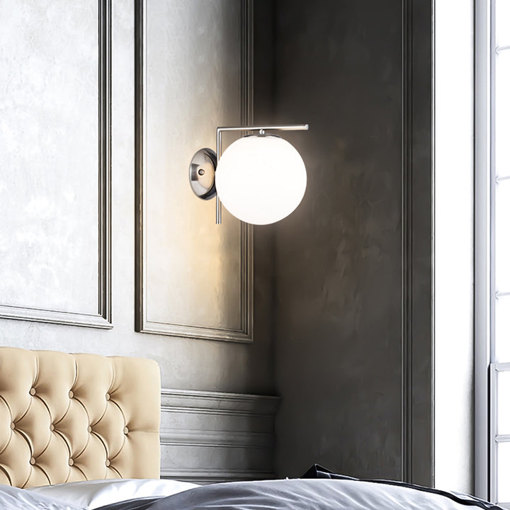 Satin Nickel Frame Wall Sconce with Milk White Glass Shade by Bethel - view 6