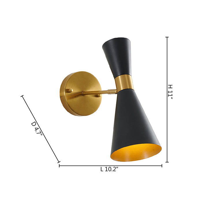 Gold Frame Wall Sconce with Sand Black Cone Shade by Bethel - view 8