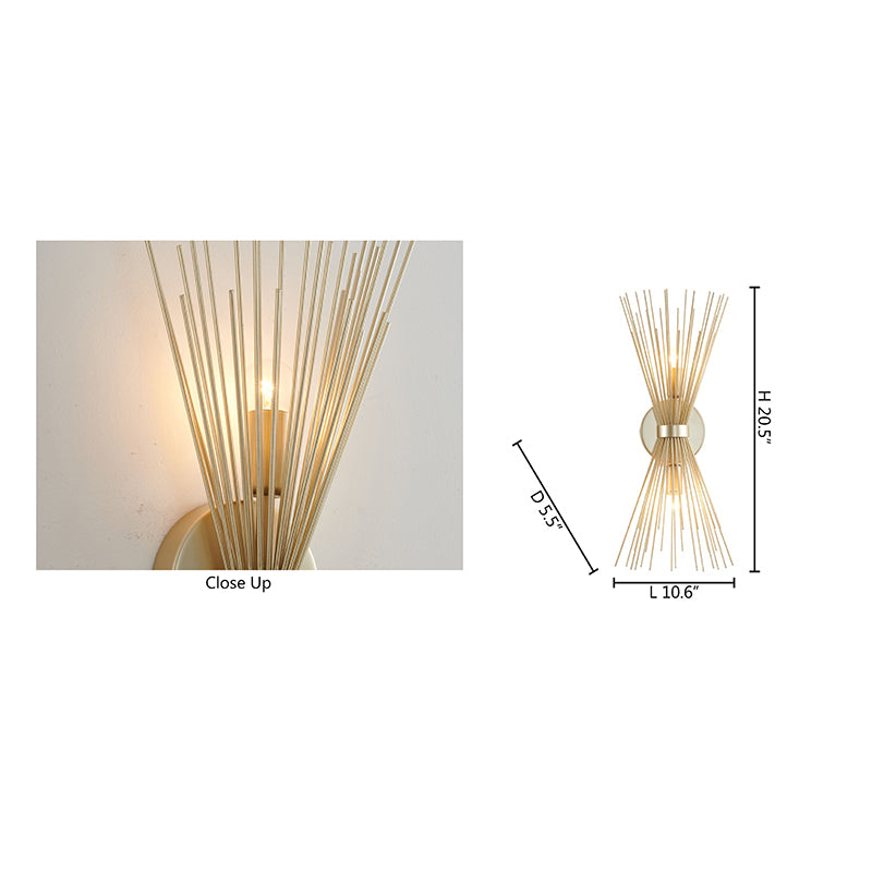 Gold Iron Frame Spiked Cone Wall Sconce by Bethel - view 4