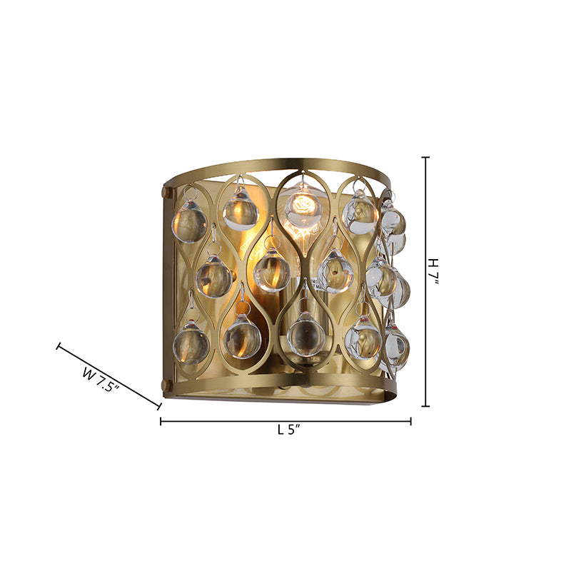 Gold Frame Wall Sconce with Clear Hanging Crystals by Bethel - view 11