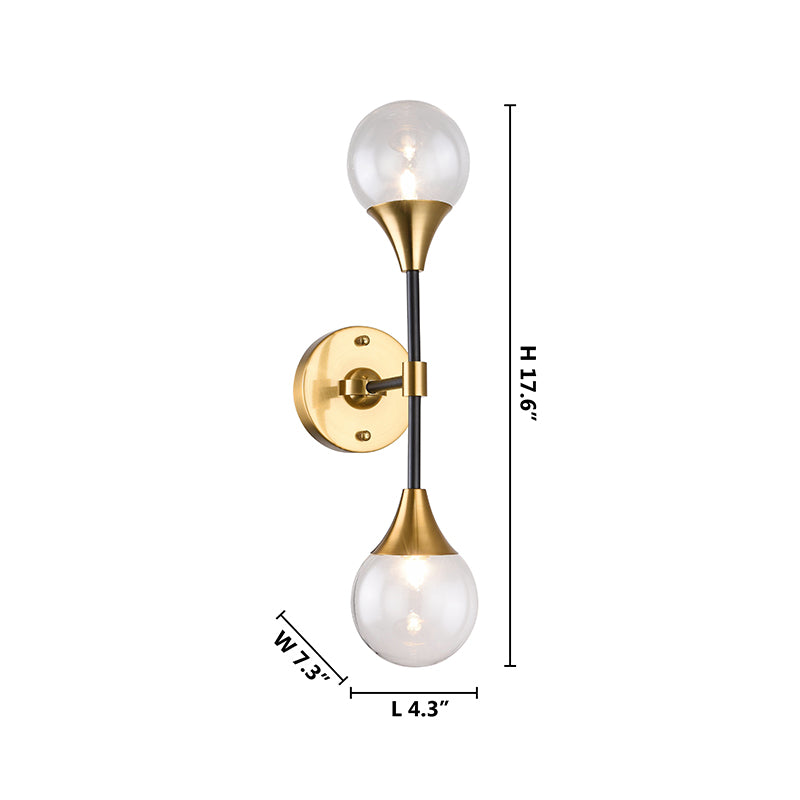 Black and Gold Frame Wall Sconce with Clear Glass Globe Shade by Bethel - view 4
