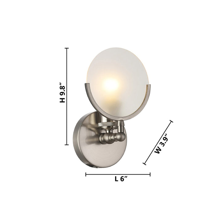 Iron Frame Wall Sconce with Round Frosted Glass Shade Back Plate by Bethel - view 8