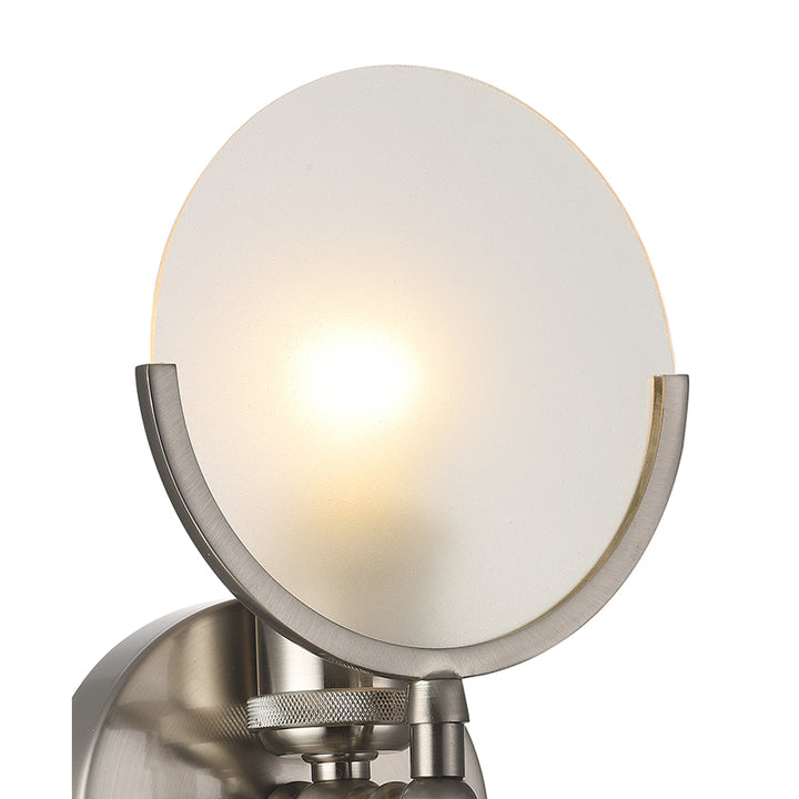Iron Frame Wall Sconce with Round Frosted Glass Shade Back Plate by Bethel - view 9