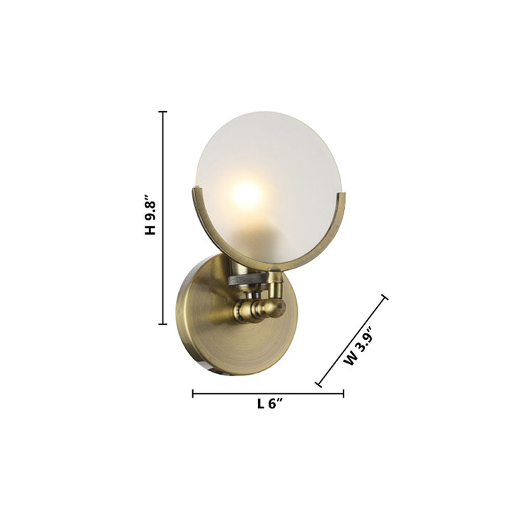 Iron Frame Wall Sconce with Round Frosted Glass Shade Back Plate by Bethel - view 4