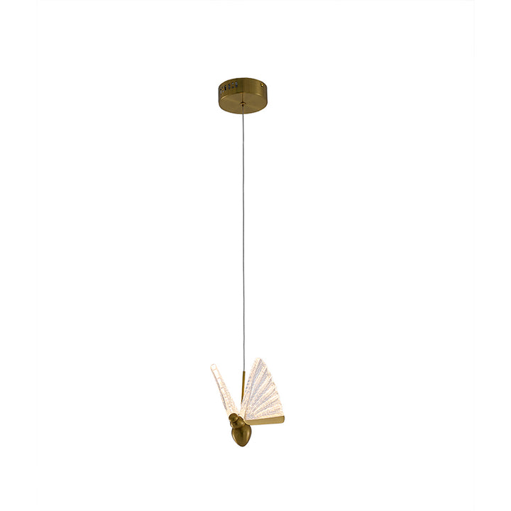 Three Light Acrylic Crumbled Sheet Pendant Island Light with Hardware in Satin Brass by Bethel