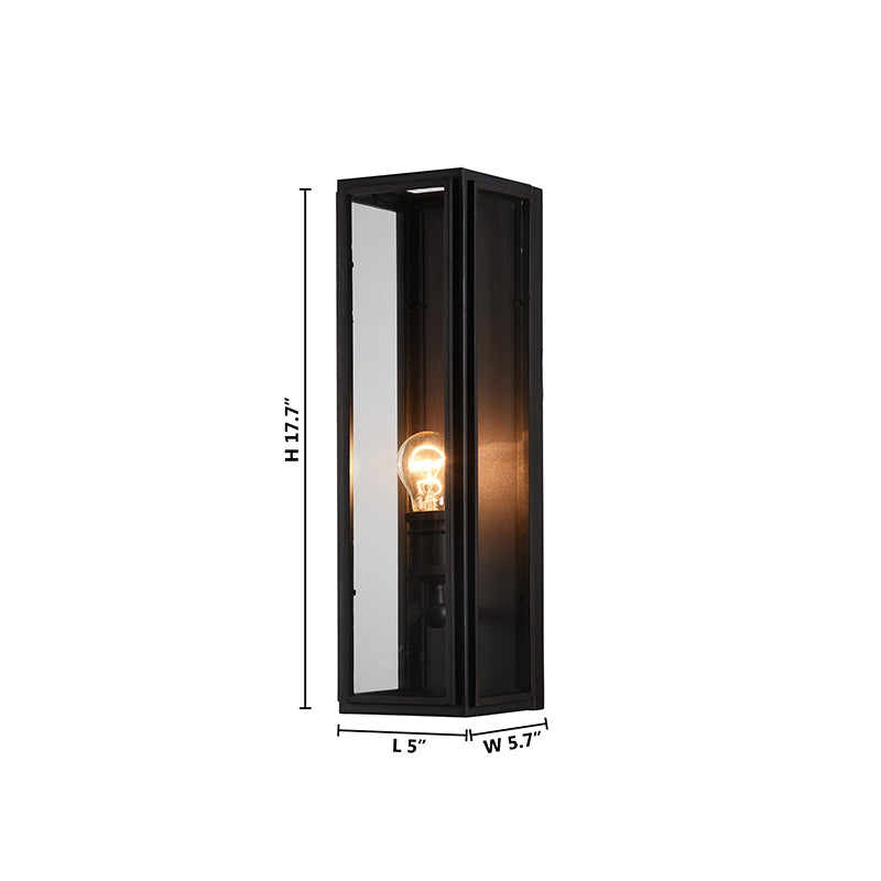 Black Rectangular Frame Wall Sconce with Clear Glass Shade by Bethel - view 4