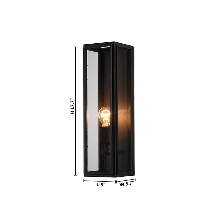 Black Rectangular Frame Wall Sconce with Clear Glass Shade by Bethel - view 4