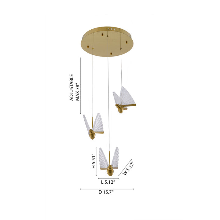 Flushed Chandelier with Acrylic Crumbled Sheet Hanging Pendants by Bethel - view 2