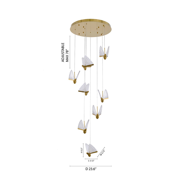 Flushed Chandelier with Acrylic Crumbled Sheet Hanging Pendants by Bethel - view 8