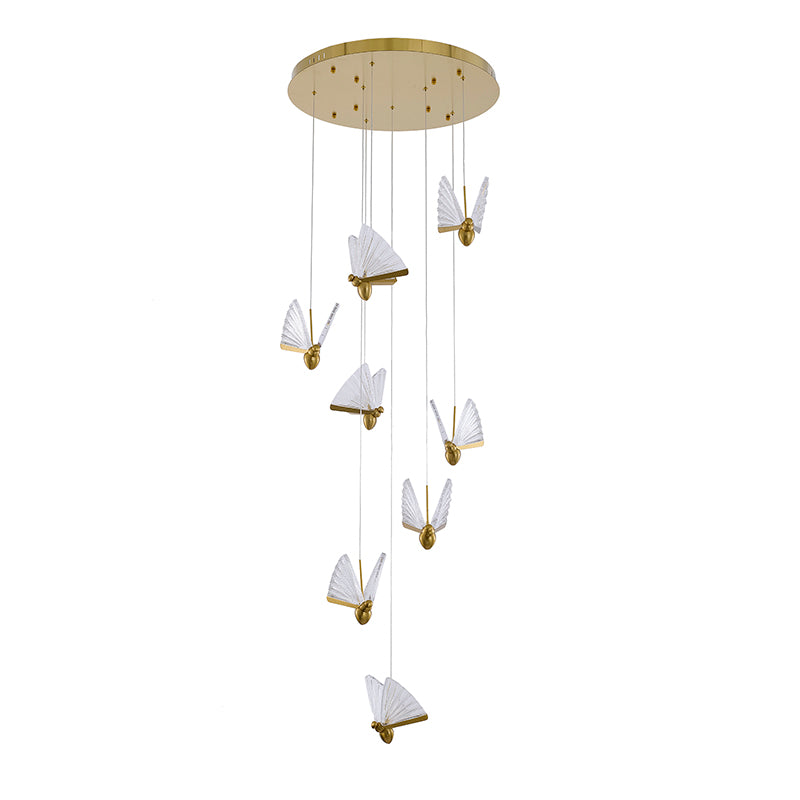 Flushed Chandelier with Acrylic Crumbled Sheet Hanging Pendants by Bethel - view 9