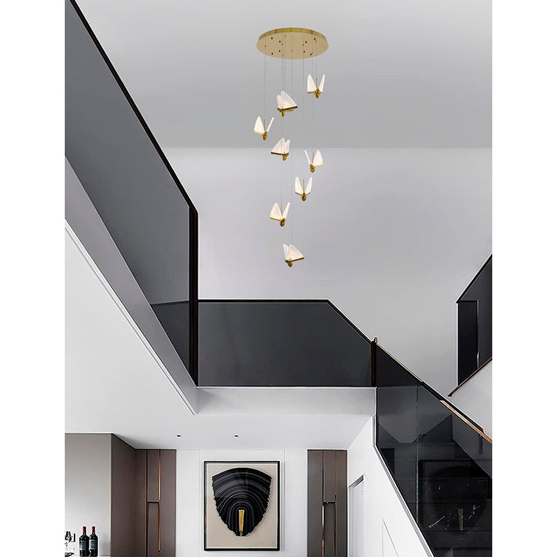 Flushed Chandelier with Acrylic Crumbled Sheet Hanging Pendants by Bethel - view 10