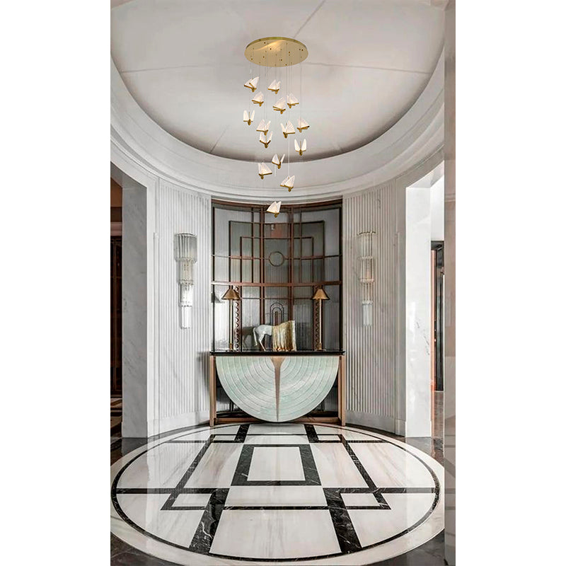 Flushed Chandelier with Acrylic Crumbled Sheet Hanging Pendants by Bethel - view 14