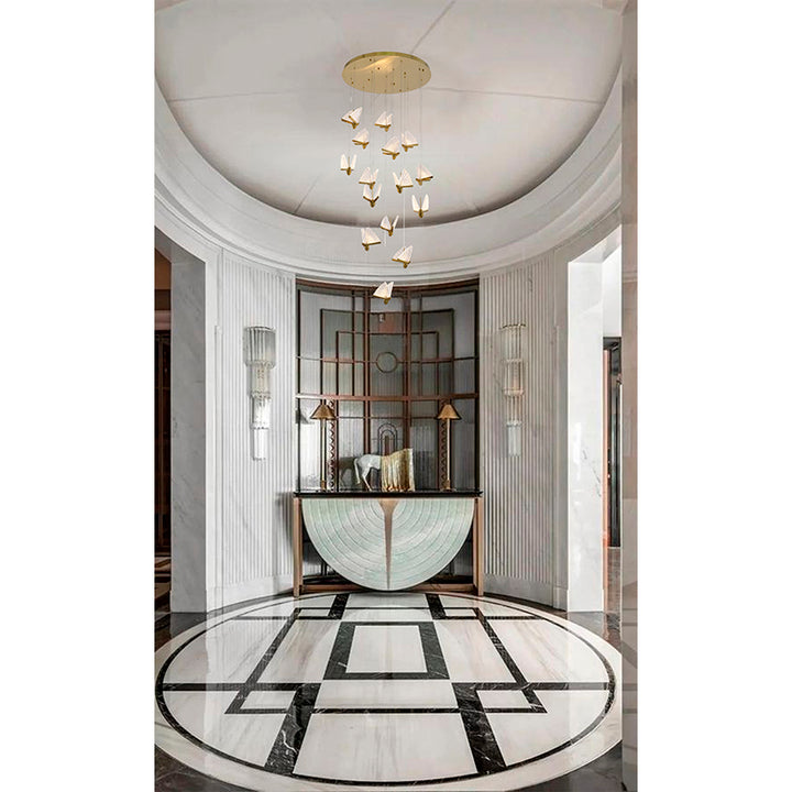 Flushed Chandelier with Acrylic Crumbled Sheet Hanging Pendants by Bethel - view 14