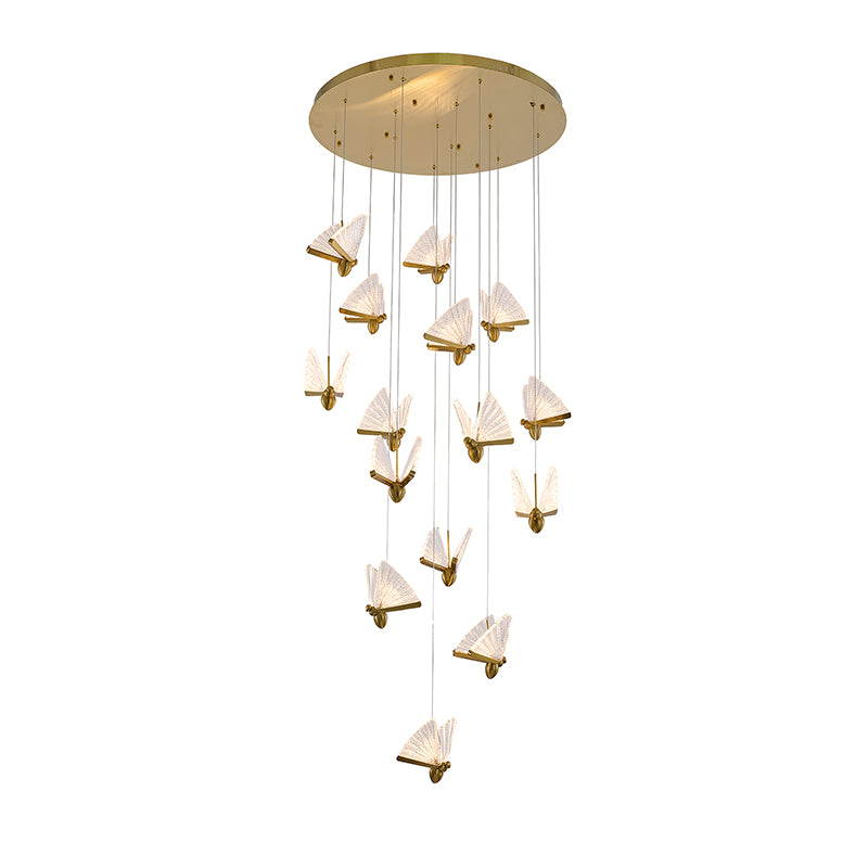 Flushed Chandelier with Acrylic Crumbled Sheet Hanging Pendants by Bethel - view 15