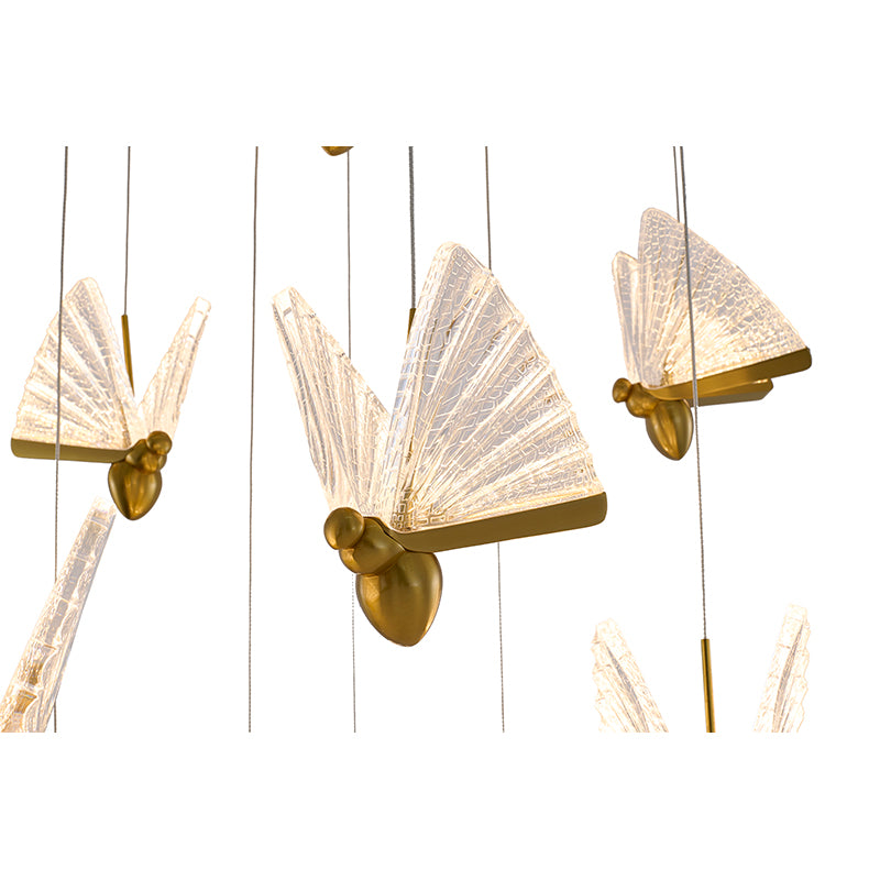 Flushed Chandelier with Acrylic Crumbled Sheet Hanging Pendants by Bethel - view 16