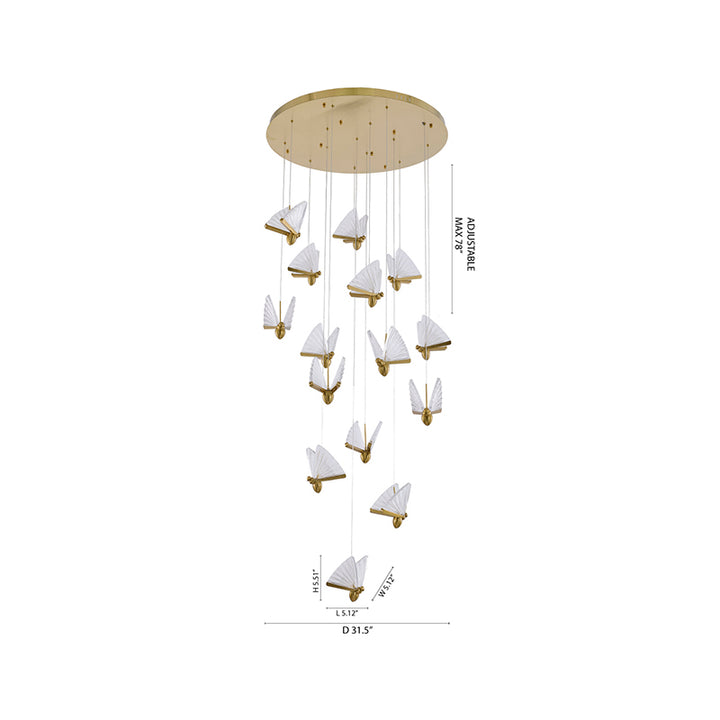 Flushed Chandelier with Acrylic Crumbled Sheet Hanging Pendants by Bethel - view 17