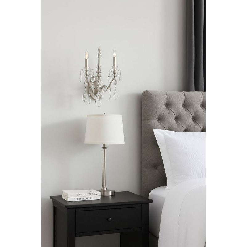 Two Light Wall Sconce with Clear Hanging Crystals by Bethel - view 9