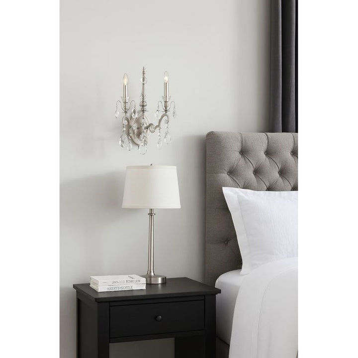 Two Light Wall Sconce with Clear Hanging Crystals by Bethel - view 9