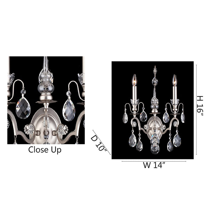 Two Light Wall Sconce with Clear Hanging Crystals by Bethel - view 10