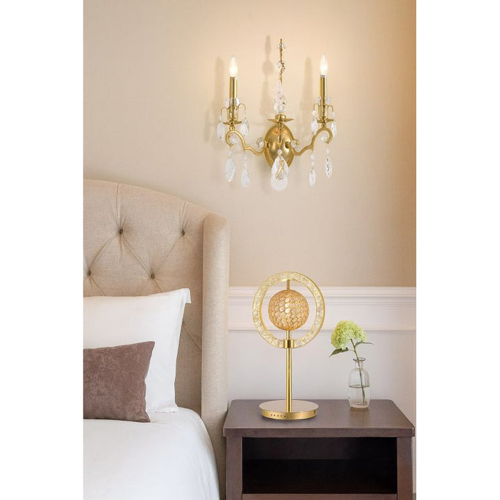 Two Light Wall Sconce with Clear Hanging Crystals by Bethel - view 6