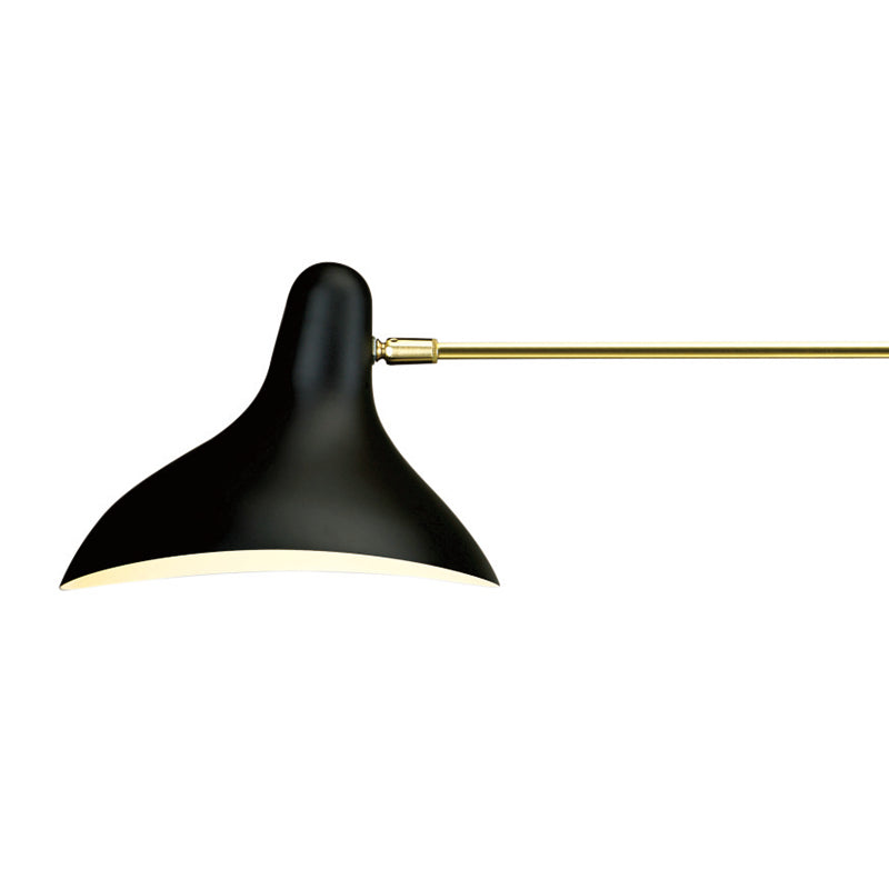 Black Aluminium Shade Wall Light with Brass Frame and Steel Wall Plate by Bethel - view 2
