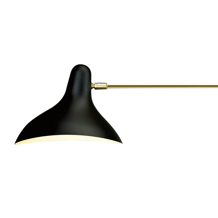Black Aluminium Shade Wall Light with Brass Frame and Steel Wall Plate by Bethel - view 2