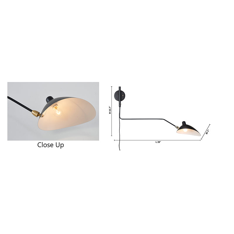 Armed Wall Sconce with Hardware Shade &amp; Arm