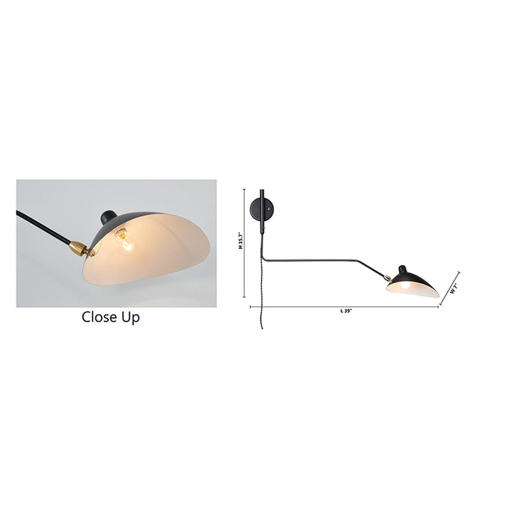 Armed Wall Sconce with Hardware Shade &amp; Arm