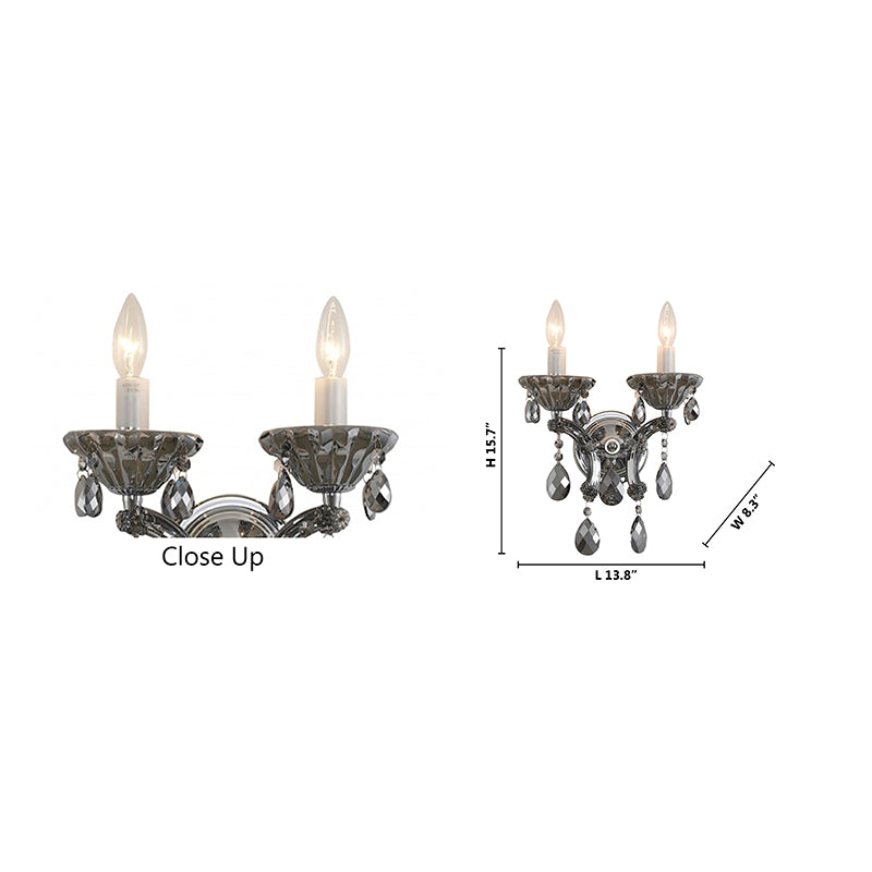 Clear Crystal Two Arm Wall Sconce with Hardware by Bethel - view 15