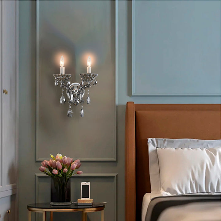 Clear Crystal Two Arm Wall Sconce with Hardware by Bethel - view 16