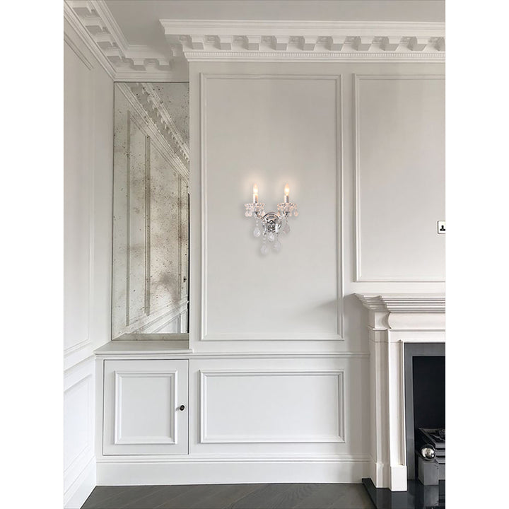 Clear Crystal Two Arm Wall Sconce with Hardware by Bethel - view 6